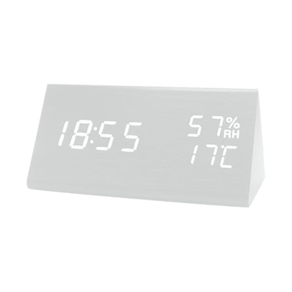 Wooden Alarm Clock, Battery and USB Operated Digital Clocks with Date and Temperature, Loud Alarm Clock for Heavy Sleepers, for Living Room, Bedroom, Office Back-to-school Gifts