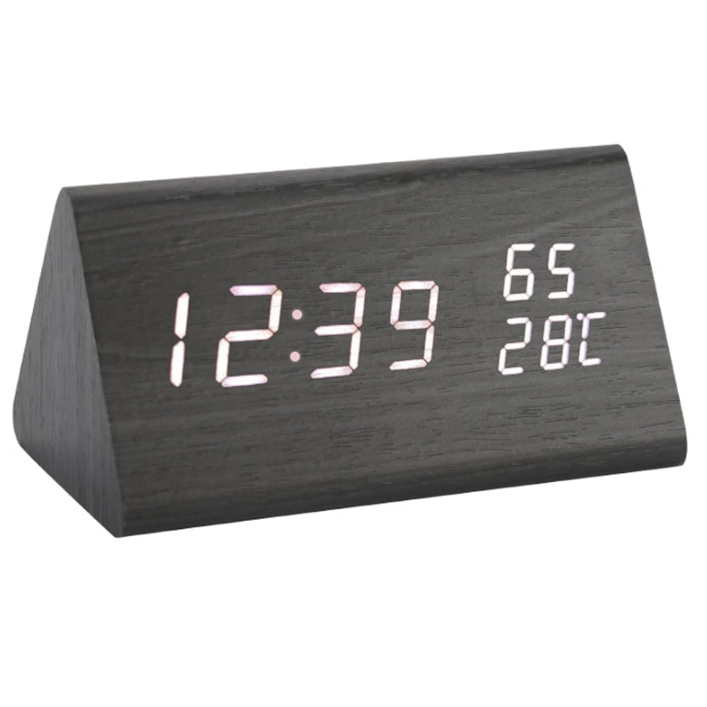 Wooden Alarm Clock, Smart LED Digital Clock for Bedroom/desks, Upgraded