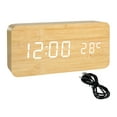 thumbnail image 1 of Wooden Alarm Clock with Large LED Screen Easy to Read Dimmable Snooze Digital Alarm Clock with Temperature Display, 1 of 8