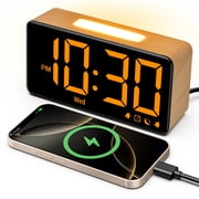 Mpow Alarm Clocks, Wood Grain, Digital Clock with Night Light, Desk Clock for Bedside, Power-Off Memory & Alarm, Dual Alarm, 5 Level Brightness +Off, 12/24H, 9min Snooze, Reveil Matin for Bedrooms