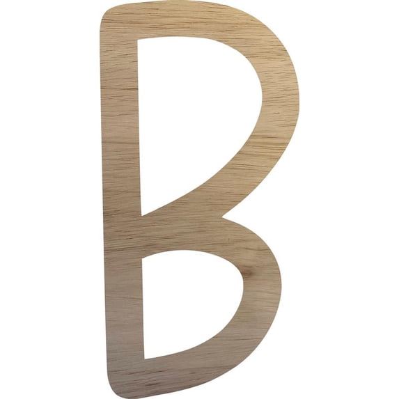 Wooden Alphabet Letter B, Unfinished Wood 20'' Cursive Letter, Paintable