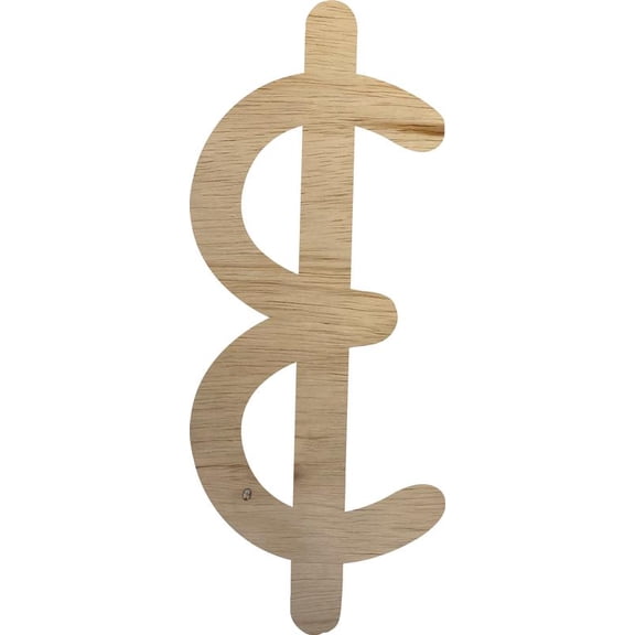 Wooden Alphabet Letter &, Unfinished Wood 10'' Cursive Letter, Paintable