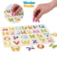 thumbnail image 1 of Wooden Alphabet Peg Puzzle Boards for Toddlers Age 3+, Montessori Preschool Educational Toys, ABC Letter Shape Cognition Game, Fine Motor Screen-Free Christmas Stocking Stuffer Gift for Boys Girls, 1 of 8