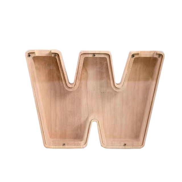 Wooden Alphabet Piggy Bank, Transparent Letter-Shaped Coin Box ...