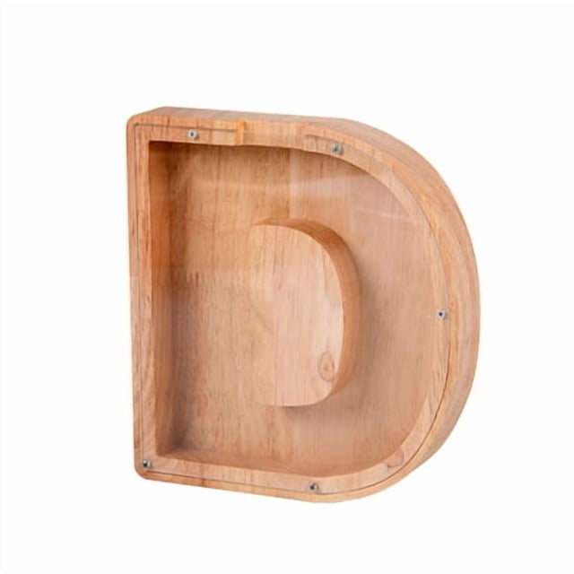 Wooden Alphabet Piggy Bank, Transparent Letter-Shaped Coin Box ...