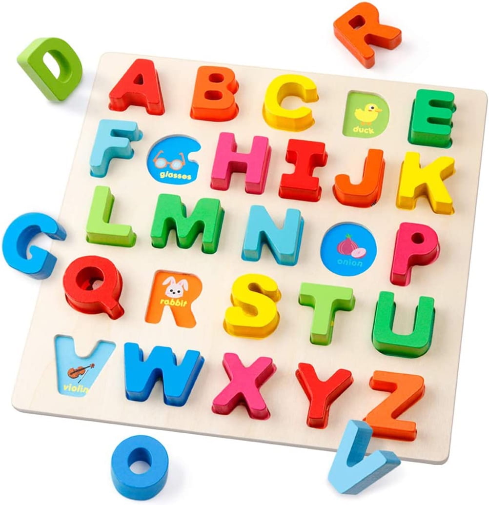 Jeux Montessori 1 2 3 4 5 Ans-Jouet en Bois-Puzzle Enfant-Jeux  educatif-Apprendre a Lire-Alphabet Montessori-Cadeau Fille A8