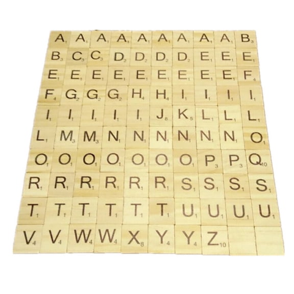 Wooden Alphabet Tiles 100-Piece Set Scrabble Game Replacement Craft Blocks, in A For Everyday Home Use