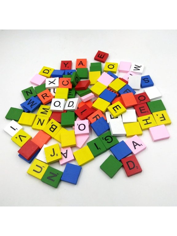 Wooden Alphabet Tiles 100Pcs Educational, Usupdd Letter Tiles for Scrabble Board Games, Decorative Wooden Letters for Wedding Frame Wall Art DIY Crafts