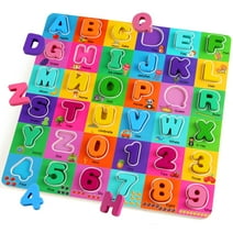 Wooden Alphabet and Number Puzzles for Toddlers 1-3, Preschool ABC Educational Alphabet Learning Toys for Baby Boys and Girls 1 2 3