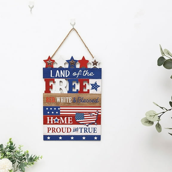 Wooden American Flag Wall Decor - Vintage Style USA Patriotic Sign for Home Porch Living Room Independence Day July 4th Rustic Home Decorations
