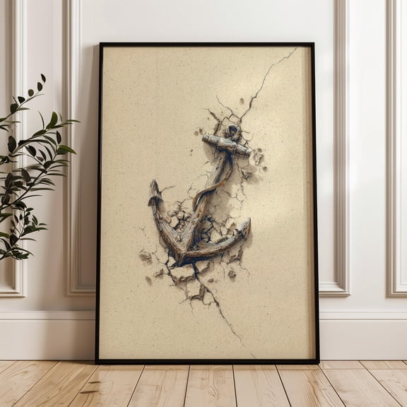 Wooden Anchor Nautical Rustic Poster