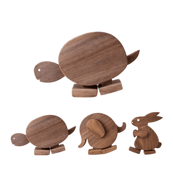 Wooden Animal Figurines, Handmade Walking Animals, Gravity-Powered Balance Walker Toy, Educational Decor for Home, Office and Playroom, 4.72 Inch, 1 Pack