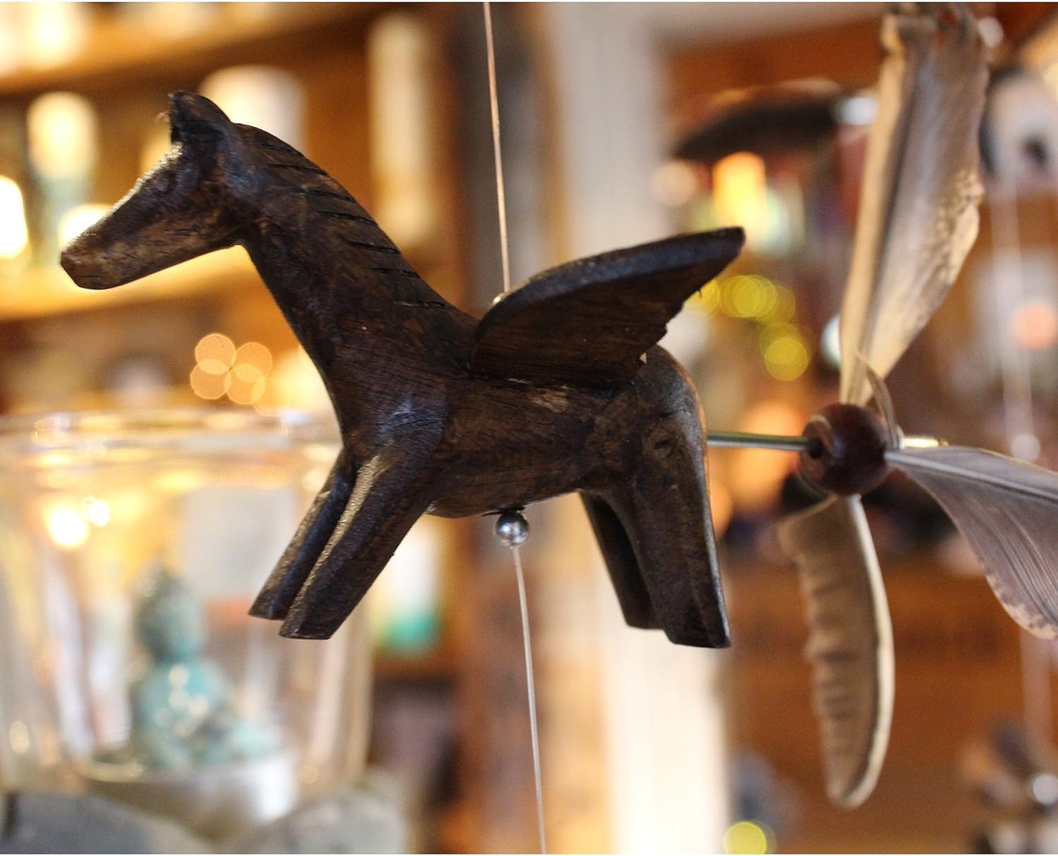 Wooden Animal Hanging Wind Spinners Horse
