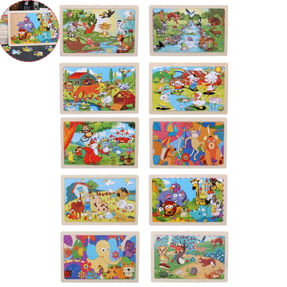 Wooden Animal Jigsaw Puzzles for Toddlers Age 3+, Montessori Preschool Sensory Educational Toys, Fine Motor Hand Eye Coordination Game, Screen-Free Christmas Stocking Stuffer Gift for Boys Girls Kids