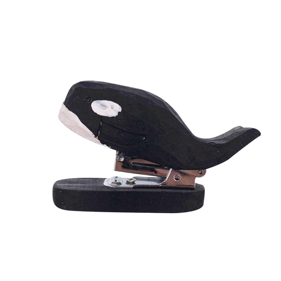 Wooden Animal Portable Stapler, Creative Manual Stapler for Books & Office Supplies, Whale Design