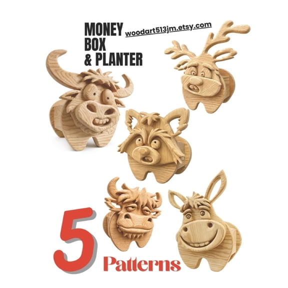 Wooden Animal Scroll Saw patterns: Money bank & Planter: Vol.6, (Paperback)