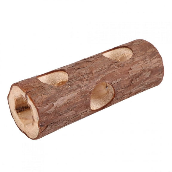 Wooden Animal Tunnel Exercise Tube Chew Toy for Rabbit Ferret Hamster Guinea Pig (L)