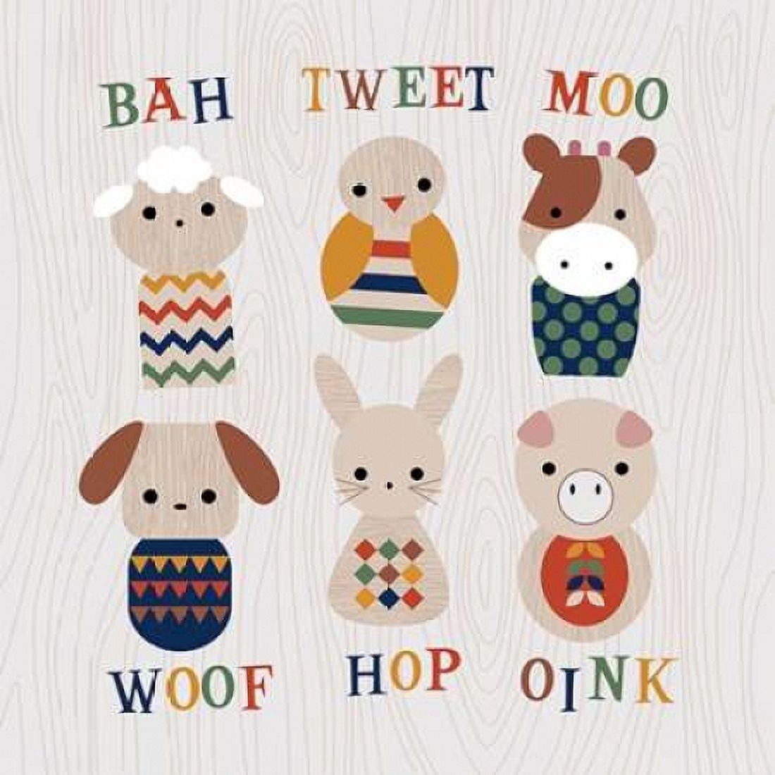 Wooden Animals with Words Canvas Art - Tamara Robinson (24 x 24)