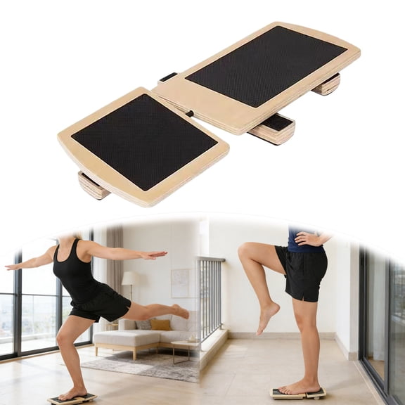 Wooden Ankle Balance Board 11.6" Foot Stability Trainer Anti- Rocker Exercise Board for Fitness Rehabilitation Athletes Adults