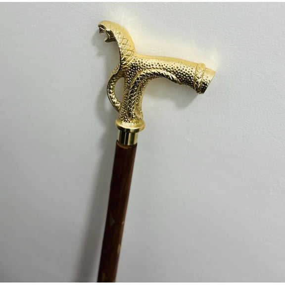 Wooden Antique Cobra Head Handle Walking Cane for Grandparents