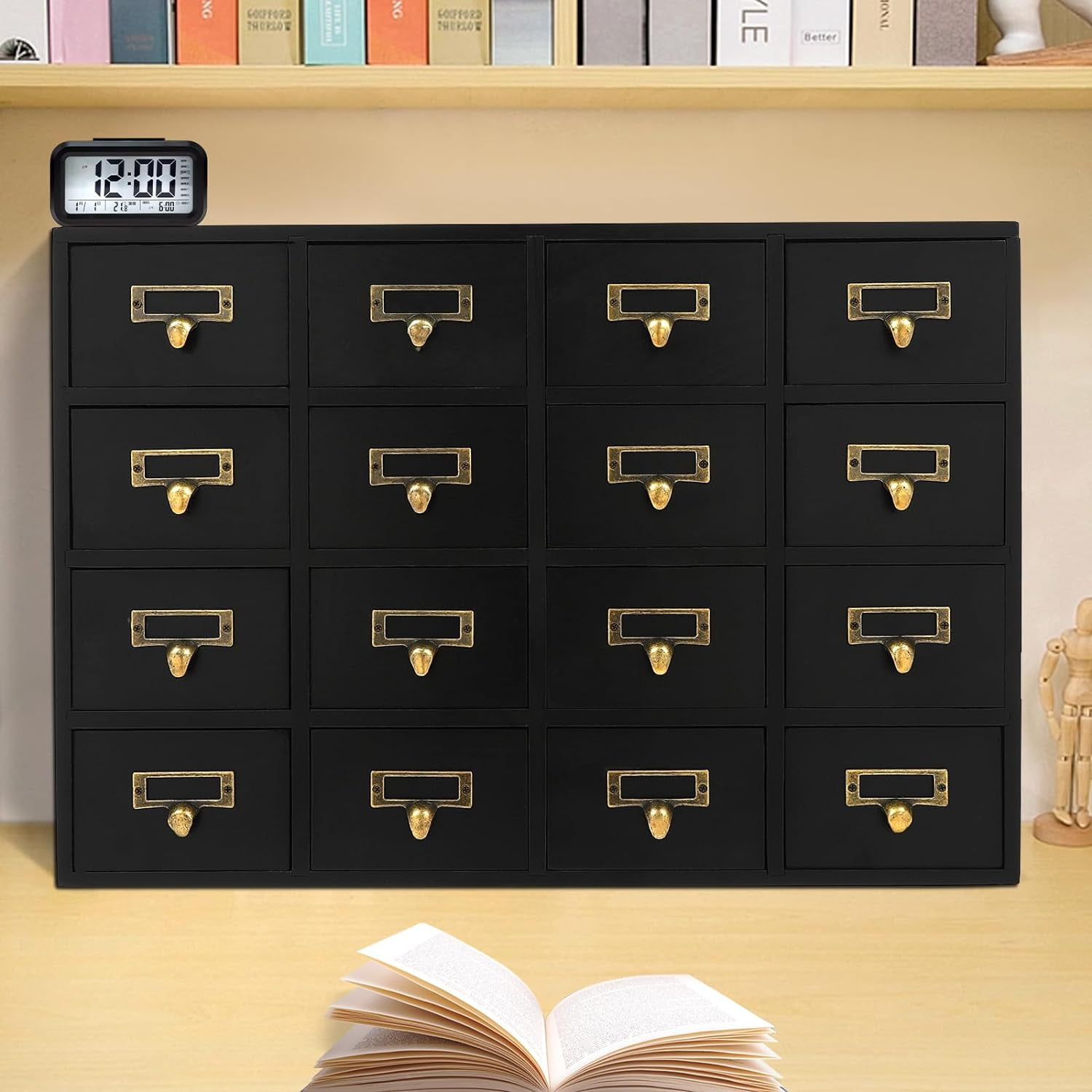 Wooden Apothecary w/16 Drawers, Desk Drawer Organizer Medicine