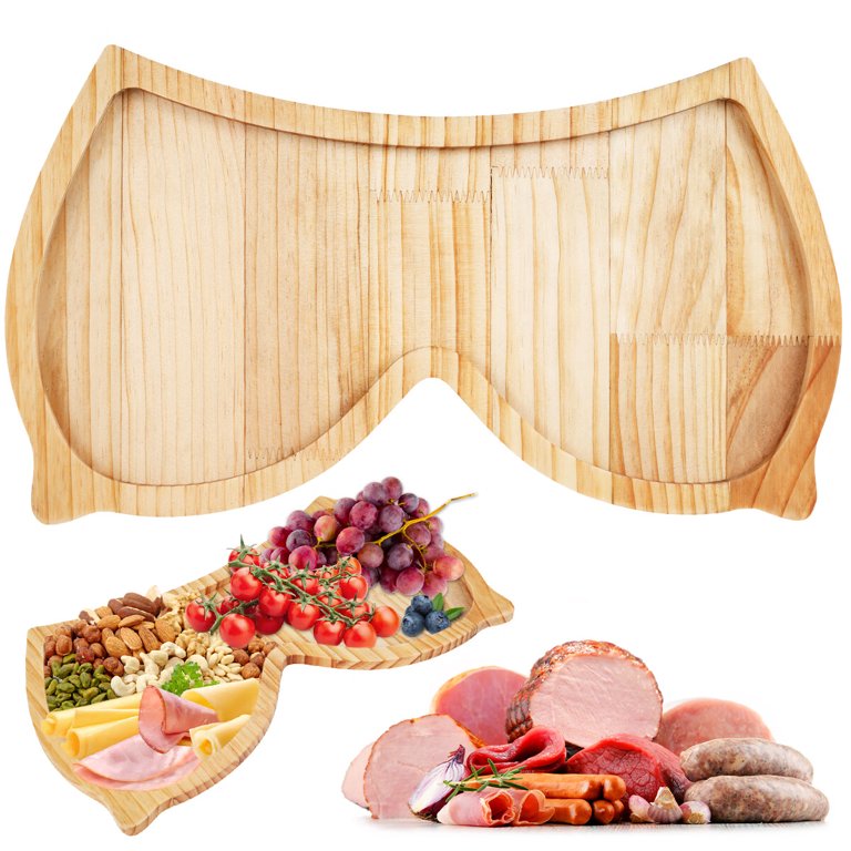 Wooden Appetizers Boards Funny Food Tray 17x9.6 inch Unique Solid Wood Food  Storage Tray Fancy Charcuterie Platter and Serving Tray Bread Dessert Cake  Plate for Housewarming Gift 