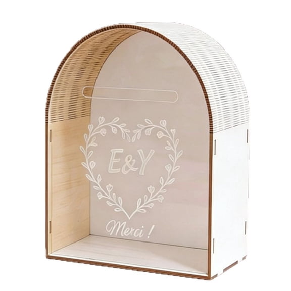 Wooden Arch Shaped Wedding Blessing Card Holder for Ceremony Reception Table Decor Rustic Keepsake Box for Wishes Messages Memorable Gift in B Color