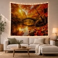 thumbnail image 1 of Wooden Arched Bridge in Autumn Forest with Maple Leaves, Serene Rustic for Nature Lovers, Scenic Wall Art Decor, Housewarming Gift Tapestry Wall Hanging for Living Room and Bedroom, 1 of 7