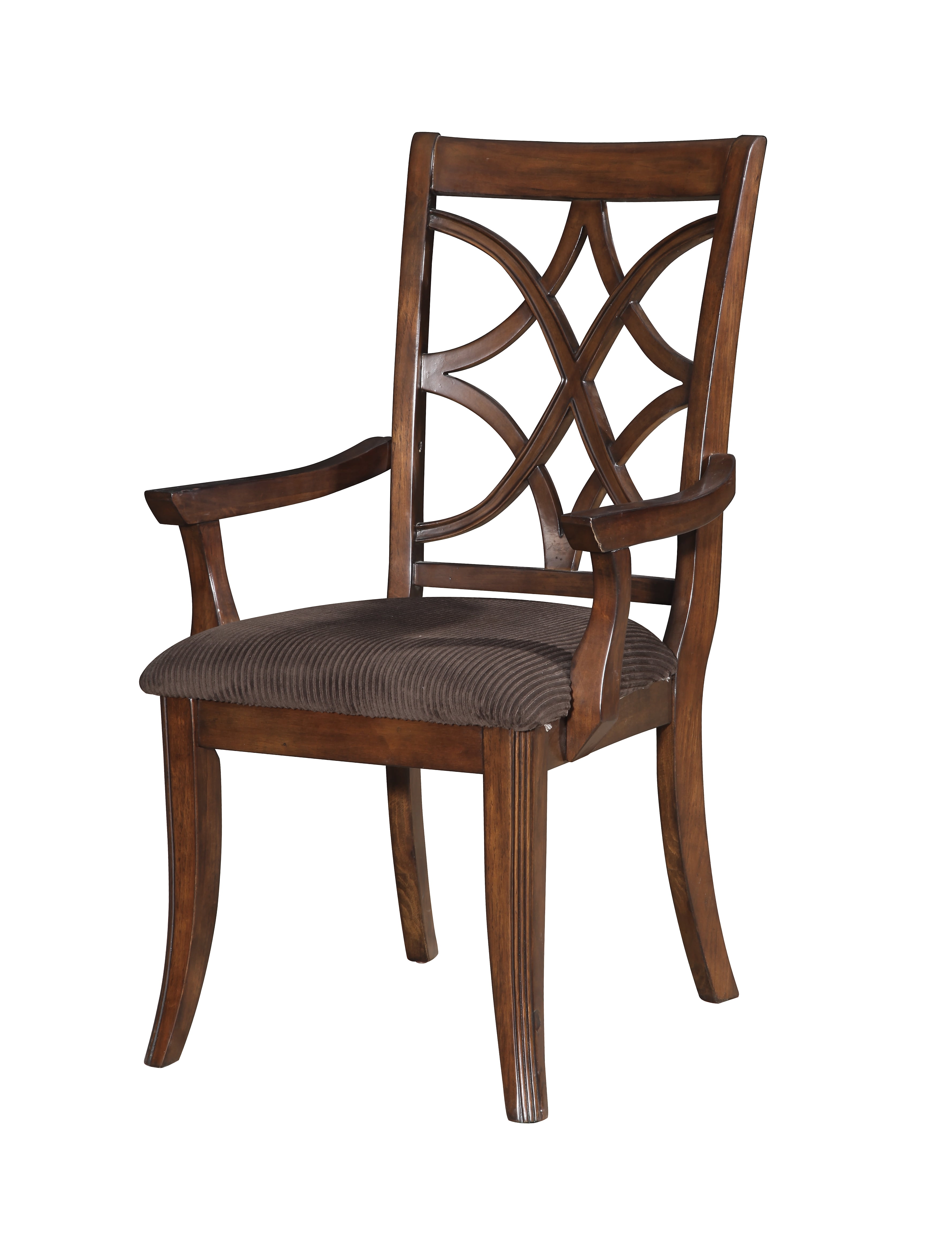 High Cross-Back Brown Arm Chair in Walnut Finish