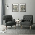 thumbnail image 1 of Wooden Armchair Set of 2 Nailhead Trim Carved Wooden Legs Tufted Back Home Living Room Grey, 1 of 6