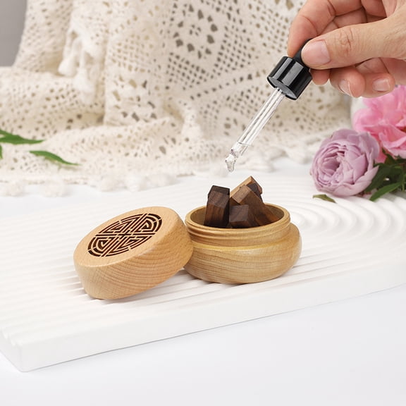 Wooden Aromatherapy Diffuser Box - Car Air Freshener Essential Oil Diffuser Round Aroma Fragrance Box