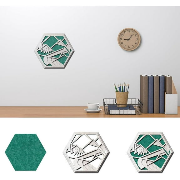 Wooden Art Acoustic Panels Abstractionism Flame Cutout Green Felt Sound Absorbing Panels Soundproof Wall Panels Decorative Acoustical Wall Panels for DIY Living Room Bedroom