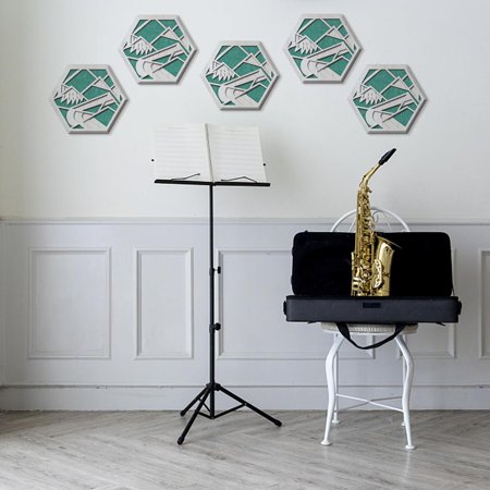 Wooden Art Acoustic Panels Abstractionism Flame Cutout Green Felt Sound Absorbing Panels Soundproof Wall Panels Decorative Acoustical Wall Panels for Living Room Bedroom