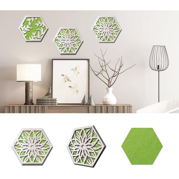 Wooden Art Acoustic Panels Floral Cutout Green Felt Soundproof Wall Panels Sound Absorbing Panels Decorative Acoustical Wall Panels Acoustic Treatment for Studio Living Room Bedroom 1 Pc Green