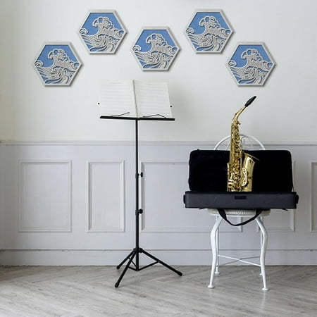 Wooden Art Acoustic Panels Sea Waves Cutout Blue Felt Design Soundproof Wall Panels Decorative Acoustical Wall Panels Stylish Hollow Out Acoustic Wall Art for Living Room Study Room Mixed Color