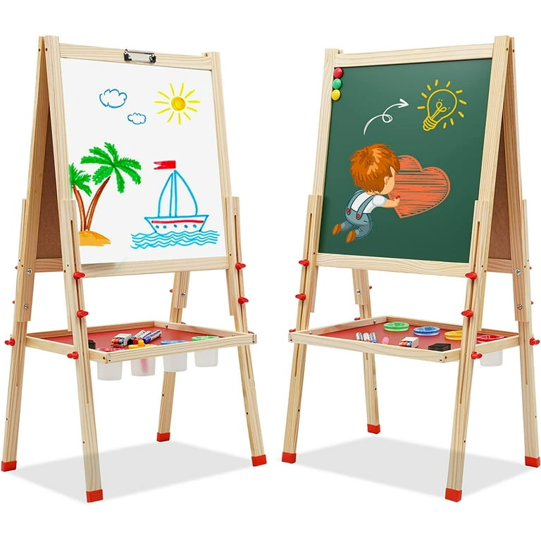 Kids Art Easel Magnetic Whiteboard With Painting Supplies Height Adjust  Double Sided Artist Easel Educational Learning Toy - Whiteboard - AliExpress