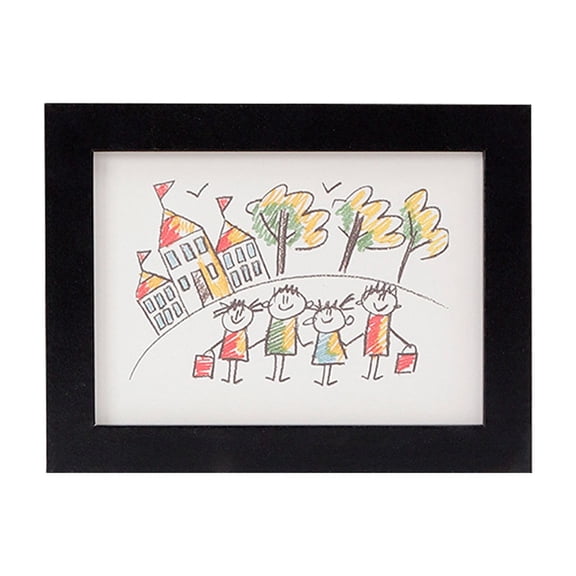 Wooden Art Frames with Interchangeable Storage Box, Classic Horizontal Magnetic Frames for Kids Drawings, Family Photos, Artwork Display, Multi-Functional Photo Holder,Black,L