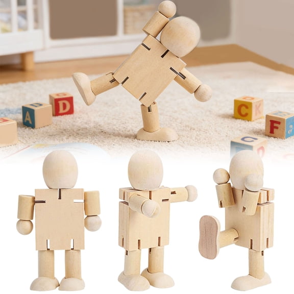 Wooden Articulated Movable Puppet, Kids Creative Styling Decor & Parent-Child Interactive Stress Toy
