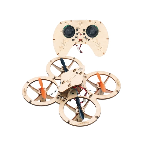 Wooden Assembly Diy Four-Axis Drone , No Camera Mq63 Upgraded Version With Phone Holder For Kids Building Kits Educational Toy Remote Control Aircraft