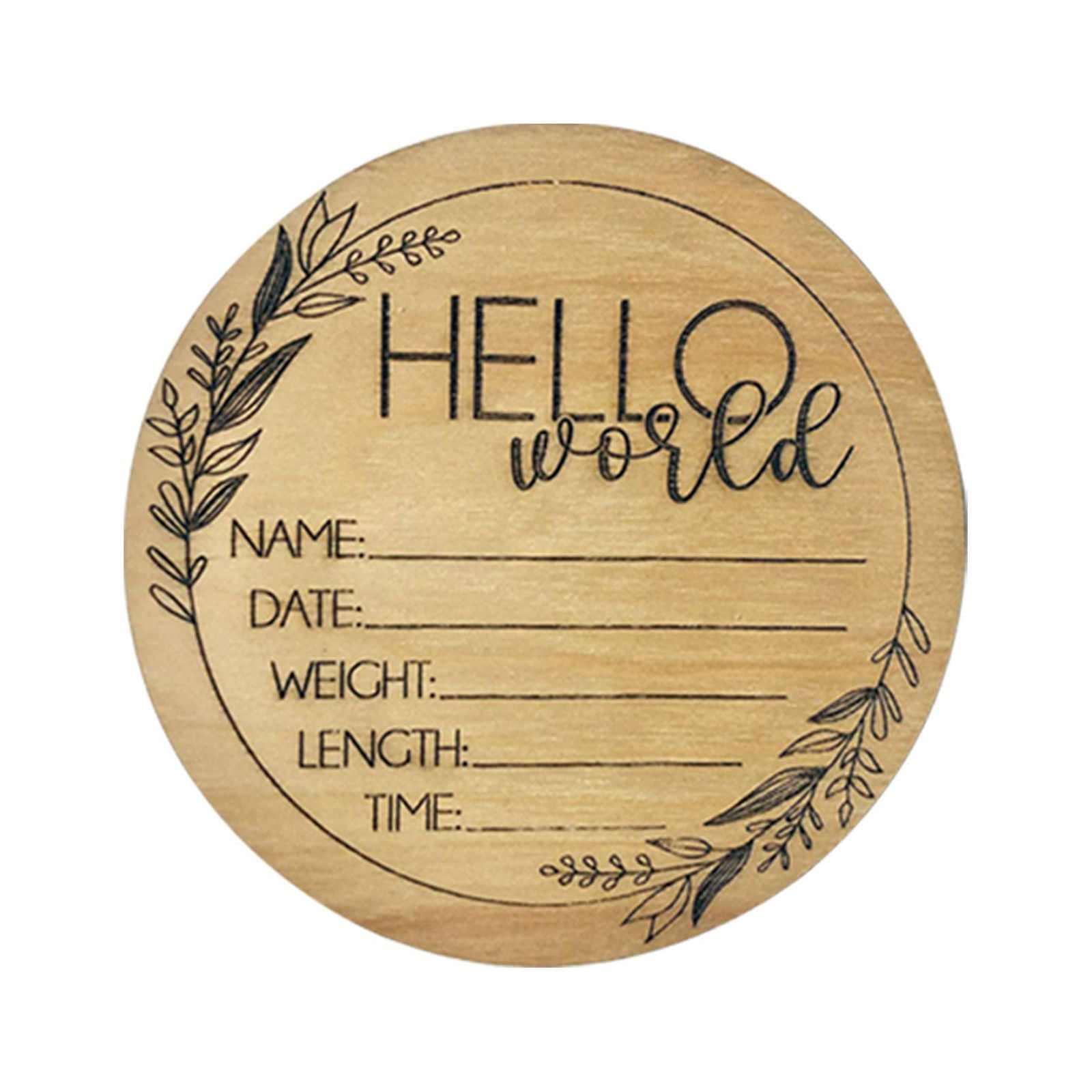 Wooden Baby Announcement Sign - 6" Hello World Newborn Sign Baby ...