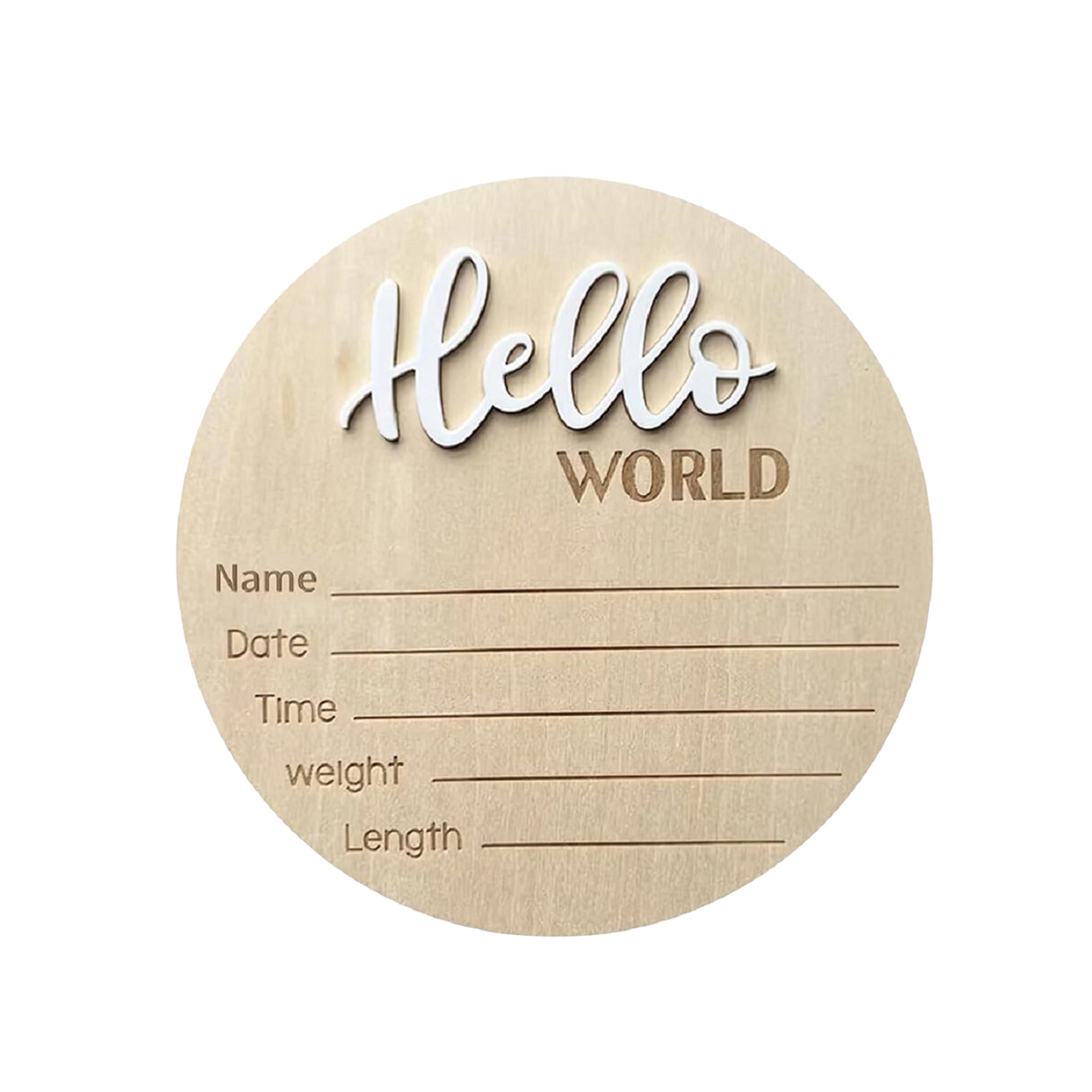 Wooden Baby Birth Announcement Sign Hello World Newborn Welcome Sign ...