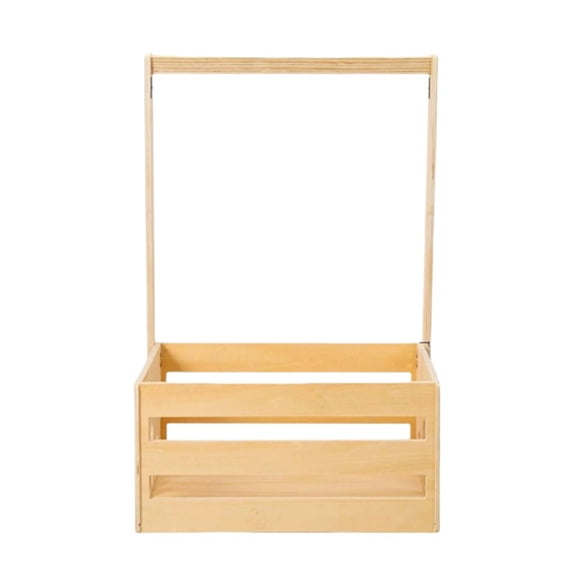 Wooden Baby Clothes Organiser Basket Easy Assembly Long Handle Storage Crate Handmade Gift For New Parents