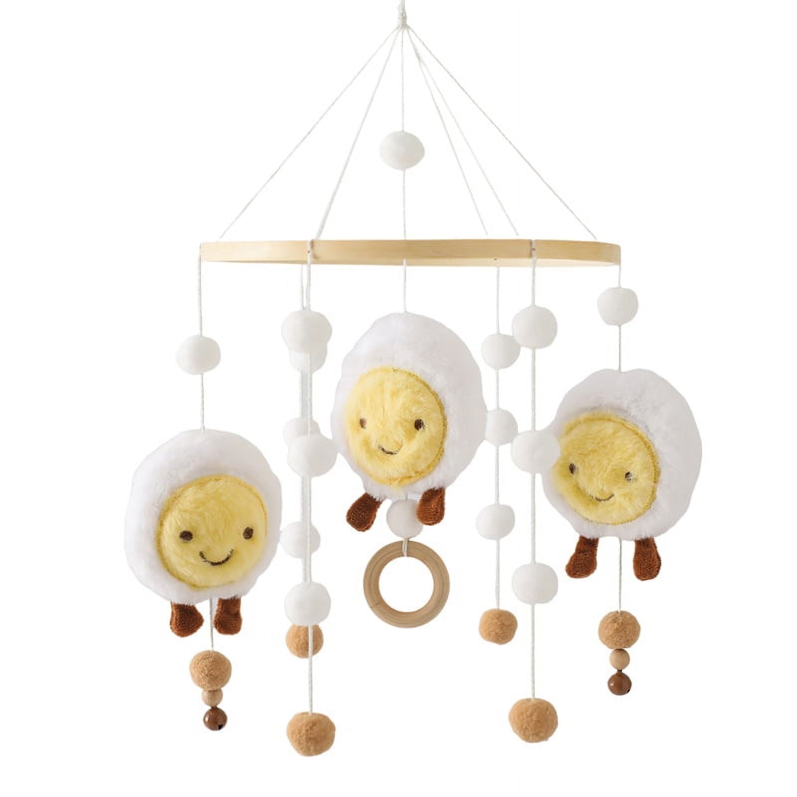 Wooden Baby Crib Mobile – Handmade Crochet Hanging Toy with Gentle Rattle Sounds, Nursery Decor for Newborns 0-12 Months, Infant Bed Bell & Sensory Toy​