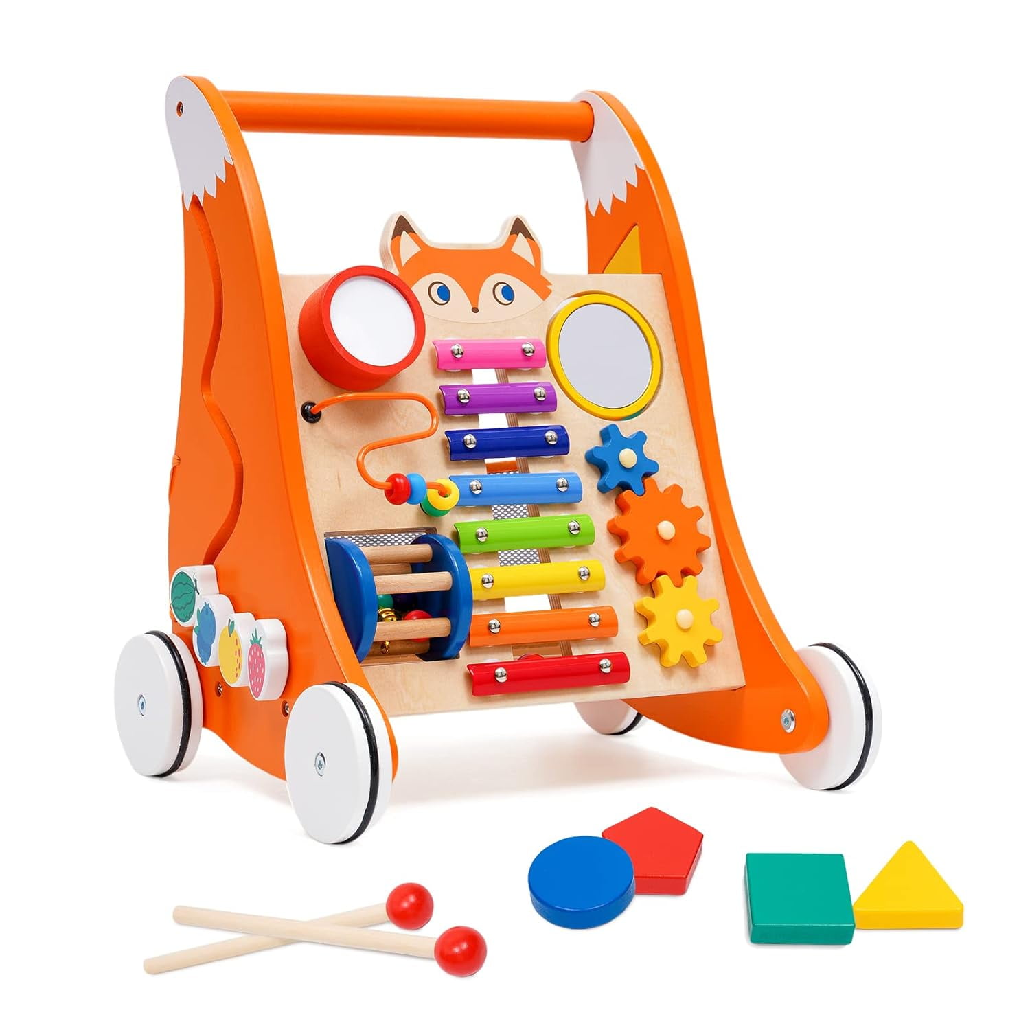 Baby Walker With Wheels Costway In Wooden Baby Push Walker