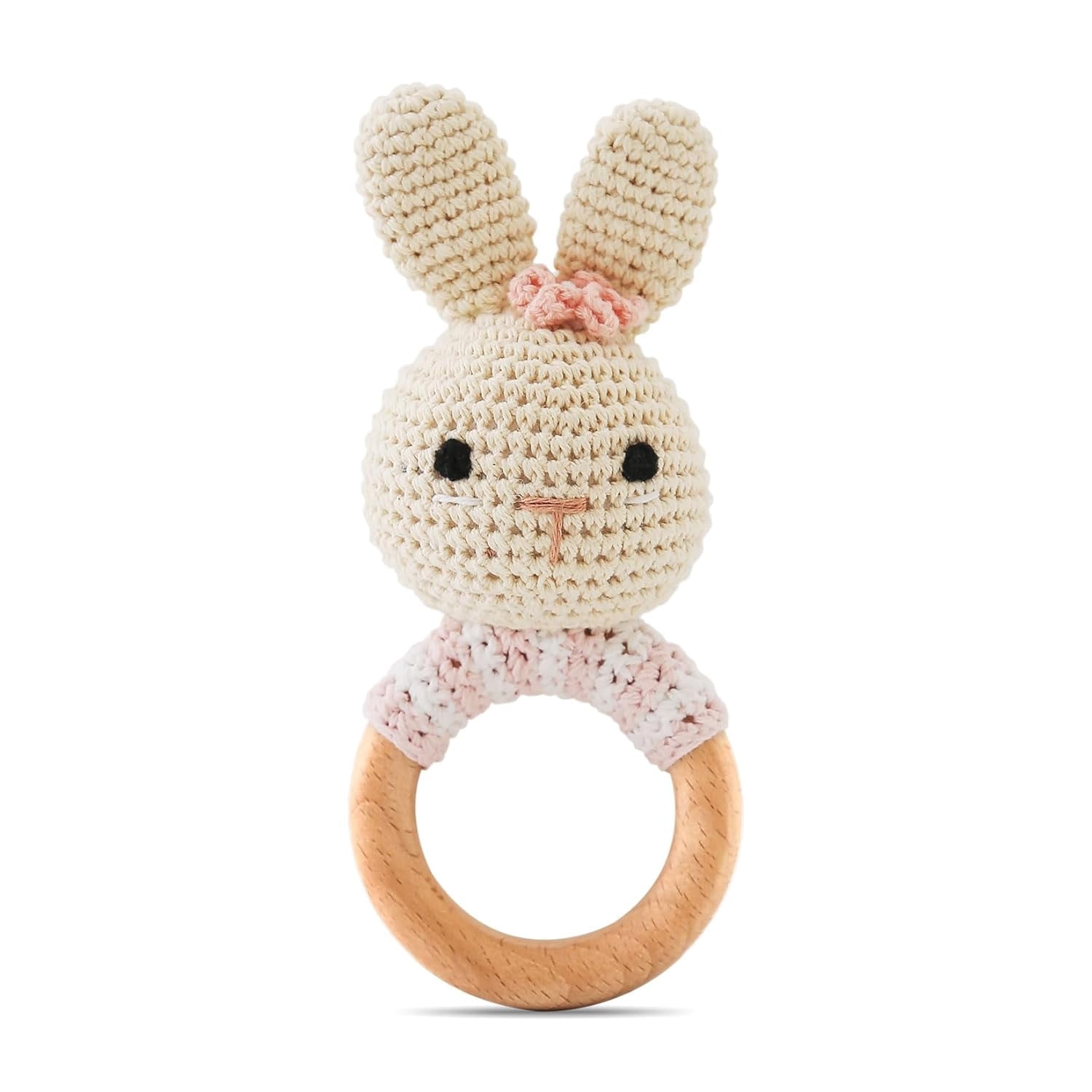 Wooden Baby Rattle Crochet Lion Ring Rattle, Newborn Animal Rattle Toys ...