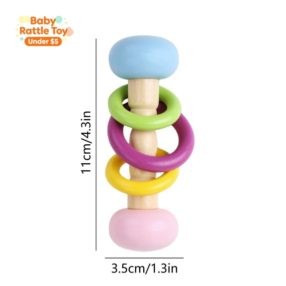 Wooden Baby Rattle Toy, Orff Musical Hand Shakers, Easy Grip Infant Sensory Developmental Toys, Early Educational Percussion Kit for Babies 0 6 12 36 Months Boys Girls, Baby Shower Gift