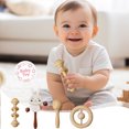 thumbnail image 1 of Wooden Baby Rattle Toy, Easy‑Grasp Ergonomic Handle, BPA‑Free Safe Natural Timber, Infant Sensory Teething Toy, Early Educational Hand Shaking Developmental Toy, for Newborn Boy Girl Gift, 1 of 7
