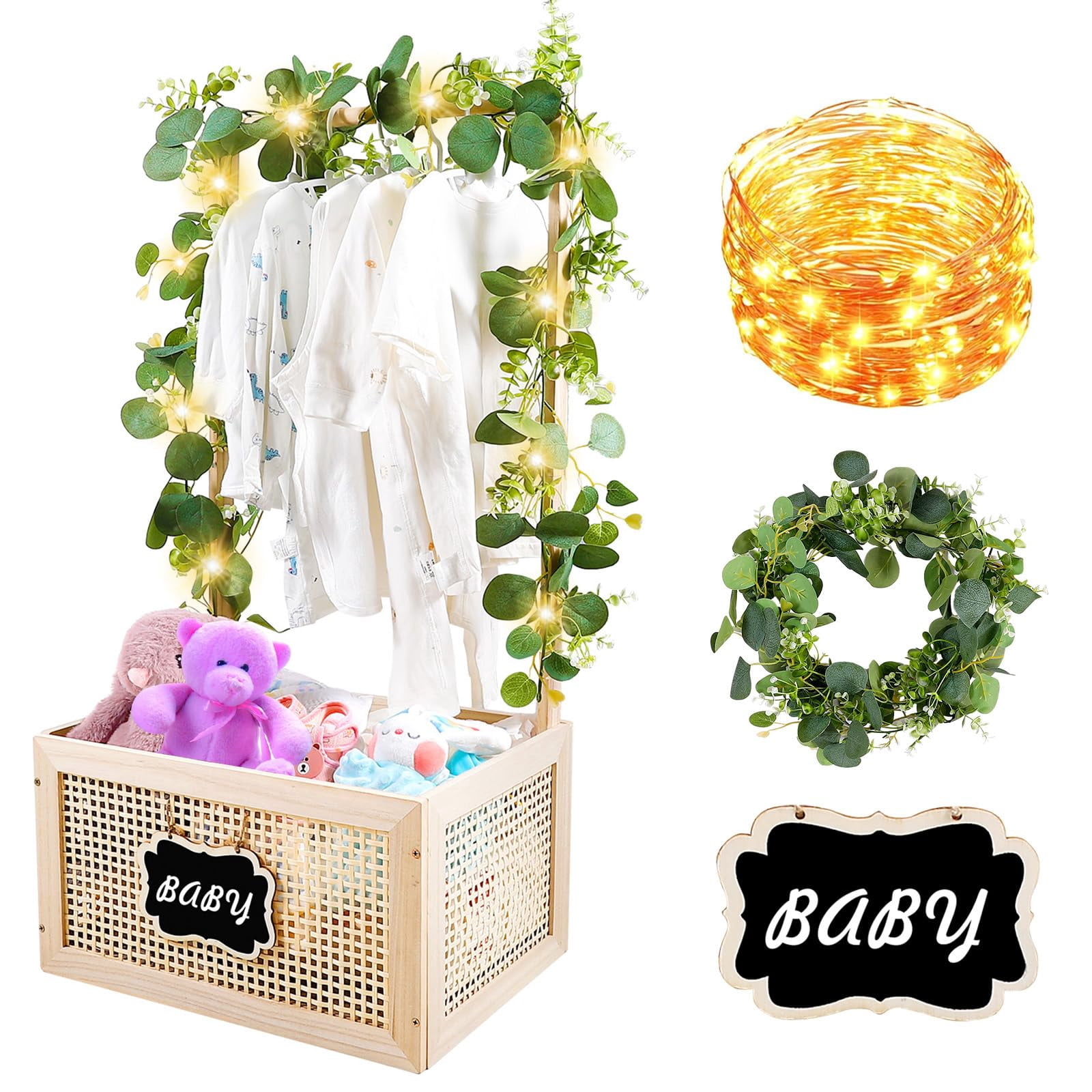 Nursery Decoration Gift For New Parents Wooden Baby Shower Crate Closet ...
