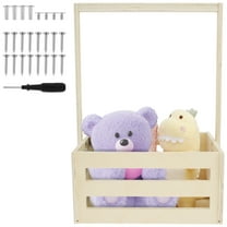 Wooden Baby Shower Crate Closet Large Capacity Baby Shower Present Basket with Handle Wooden Baby Storage Crate Hamper Decorative Baby Clothes Crate Box for Clothes Shoes Toys