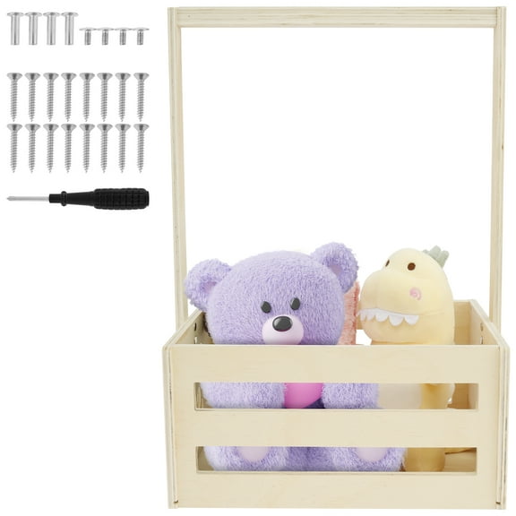 Wooden Baby Shower Crate Closet Large Capacity Baby Shower Present Basket with Handle Wooden Baby Storage Crate Hamper Decorative Baby Clothes Crate Box for Clothes Shoes Toys